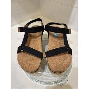 Reef Rem Hi Womens Platform Sandals Sz 8 Black Adjustable Straps Cork - MINT